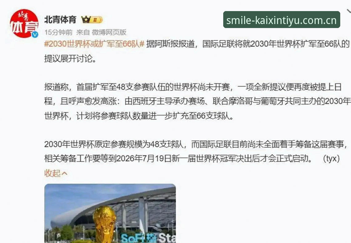 2030世界杯扩军至66队进展详解，开心体育平台带你了解国足新机遇